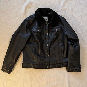 LEVI'S Black Leather Bomber Jacket